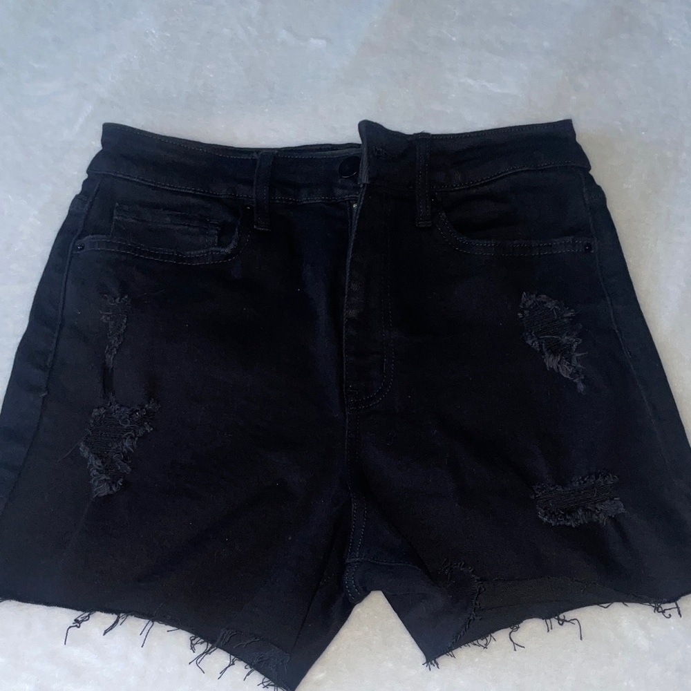 Fashion Nova Black Ripped Jean Shorts